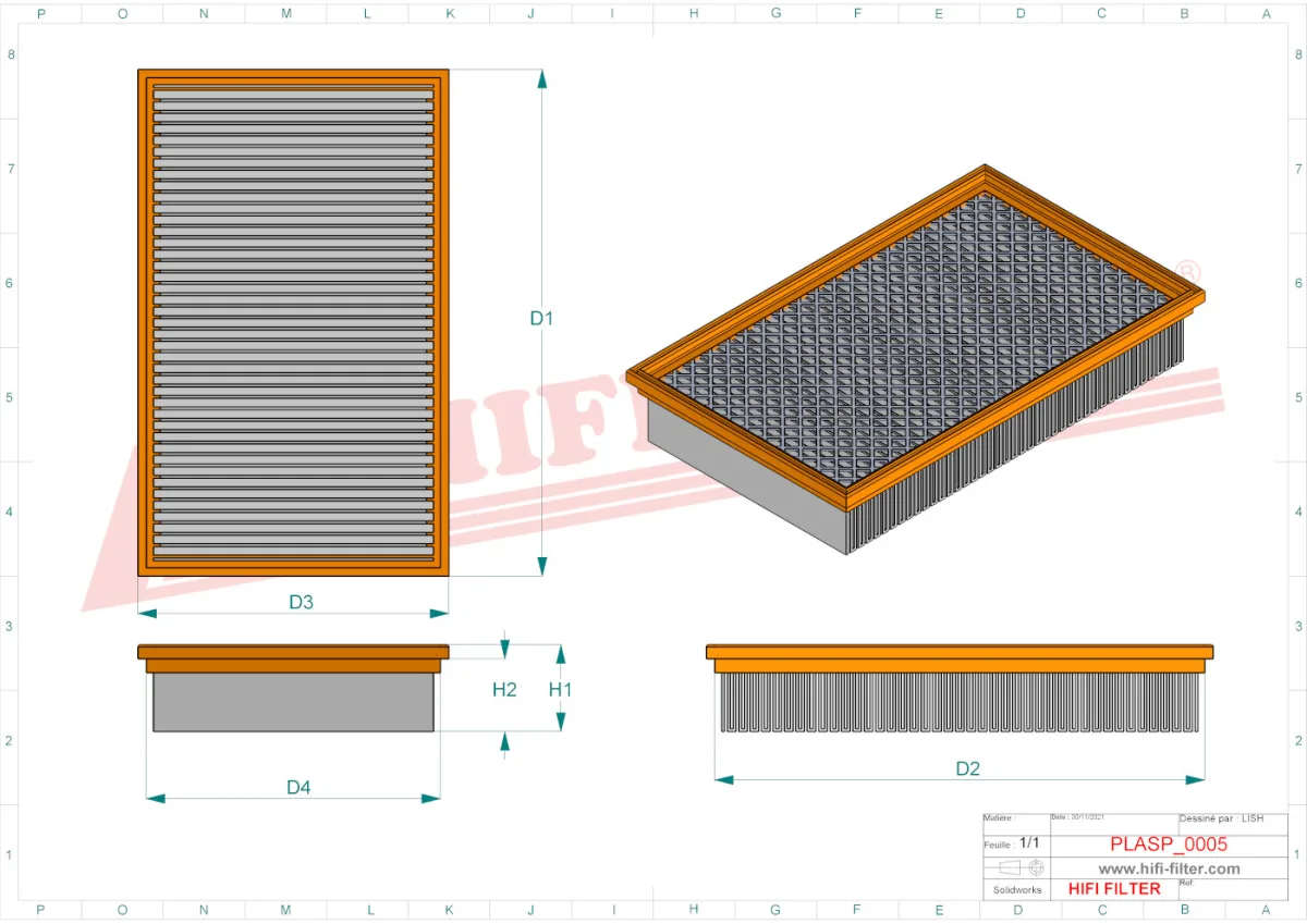 Rysunek techniczny Hifi Filter ASP000505AG002