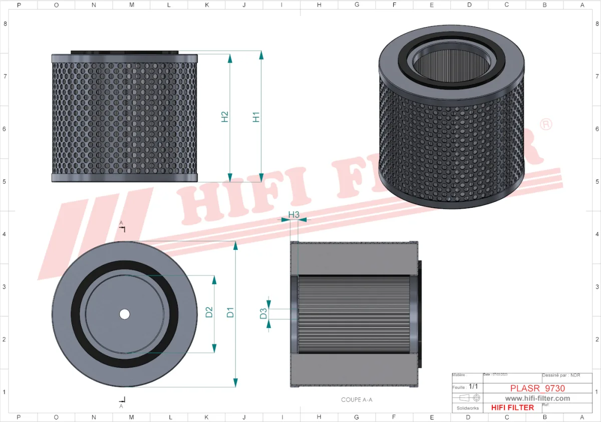 Rysunek techniczny Hifi Filter ASR973004HE200