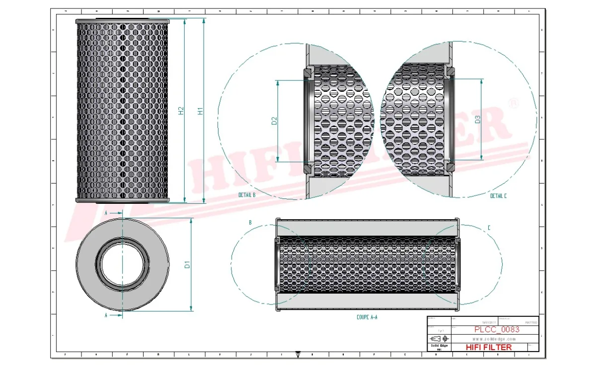 Rysunek techniczny Hifi Filter BE102