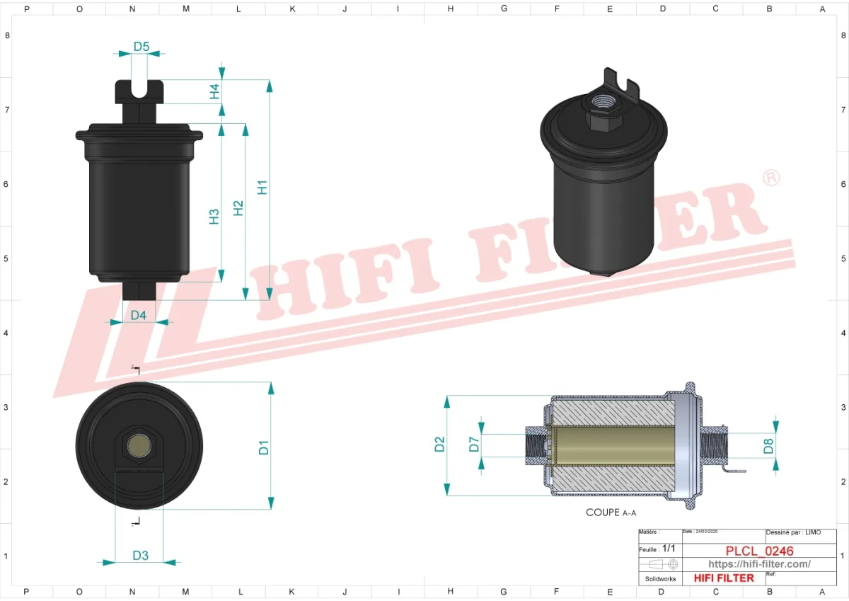 Rysunek techniczny Hifi Filter BE1031