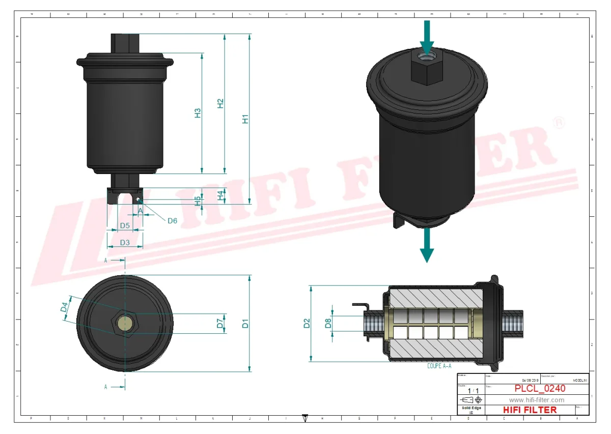 Rysunek techniczny Hifi Filter BE1034