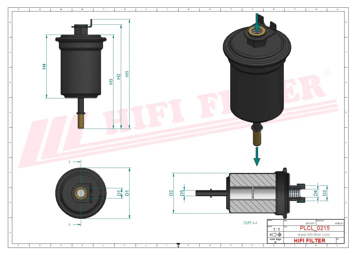 Rysunek techniczny Hifi Filter BE1039