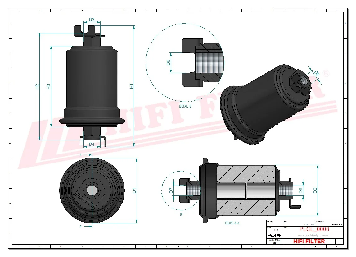 Rysunek techniczny Hifi Filter BE1043