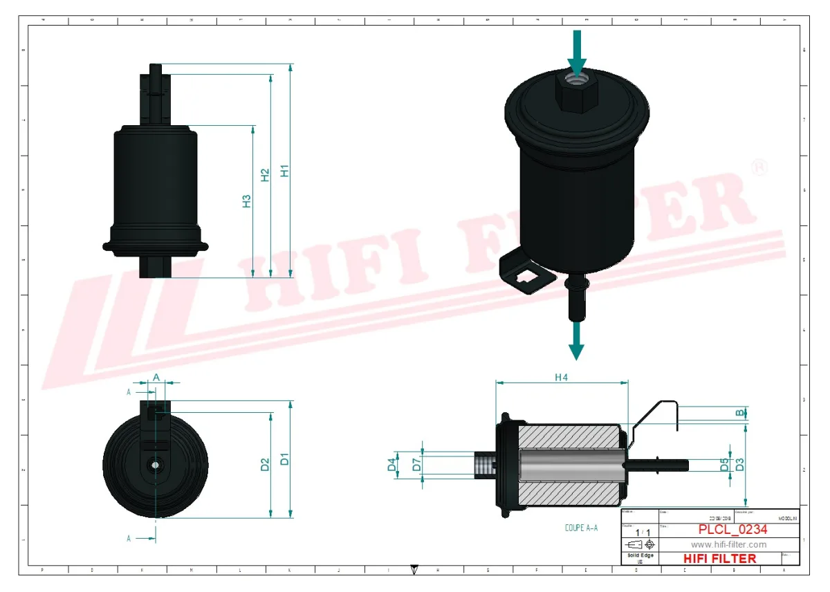 Rysunek techniczny Hifi Filter BE1229