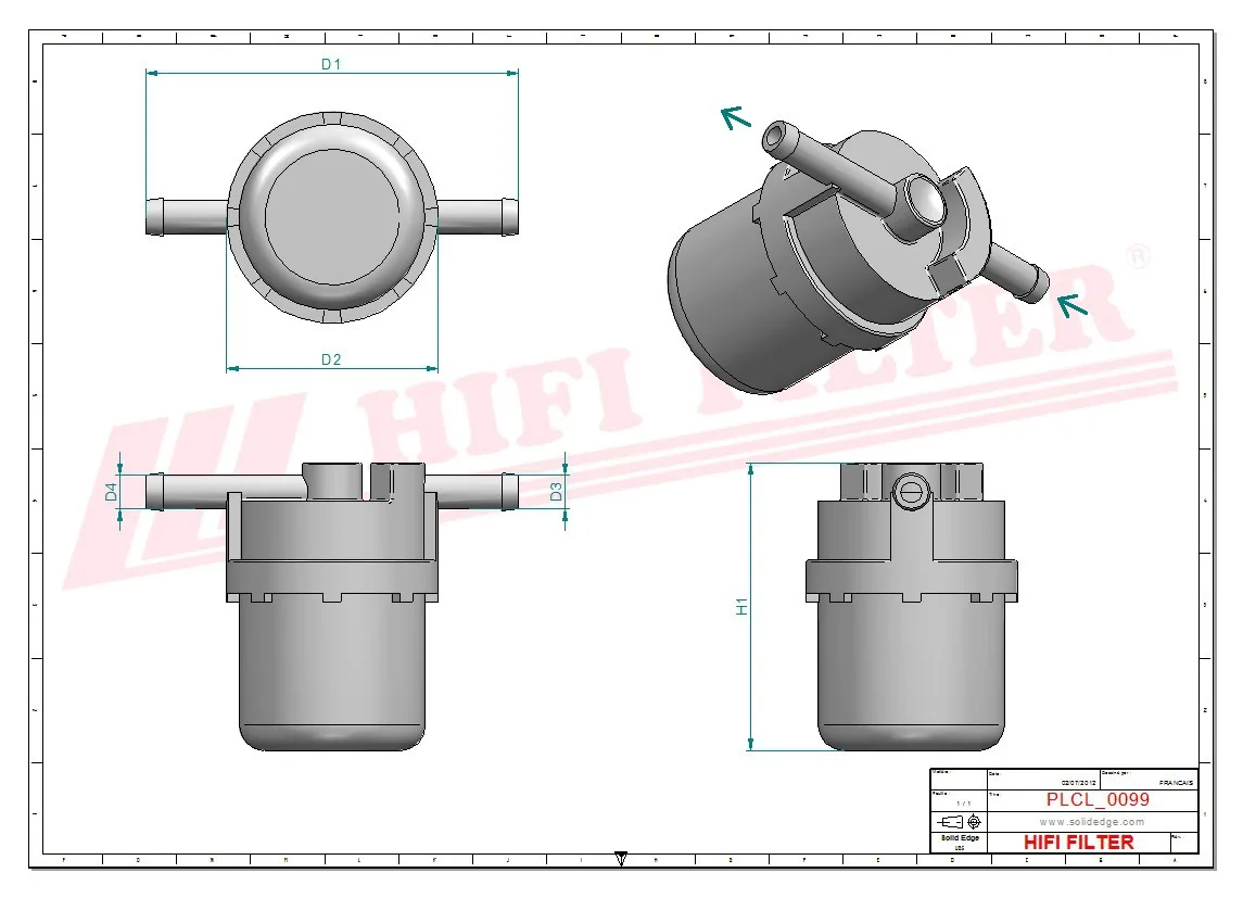 Rysunek techniczny Hifi Filter BE13