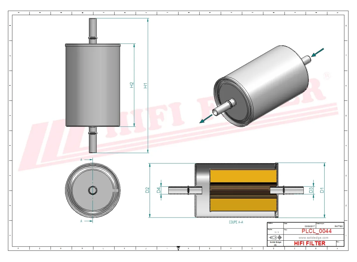 Rysunek techniczny Hifi Filter BE215