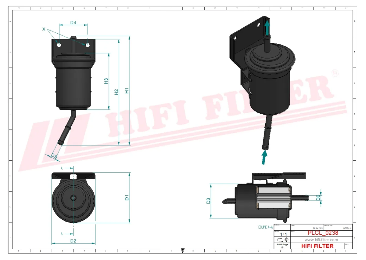 Rysunek techniczny Hifi Filter BE305