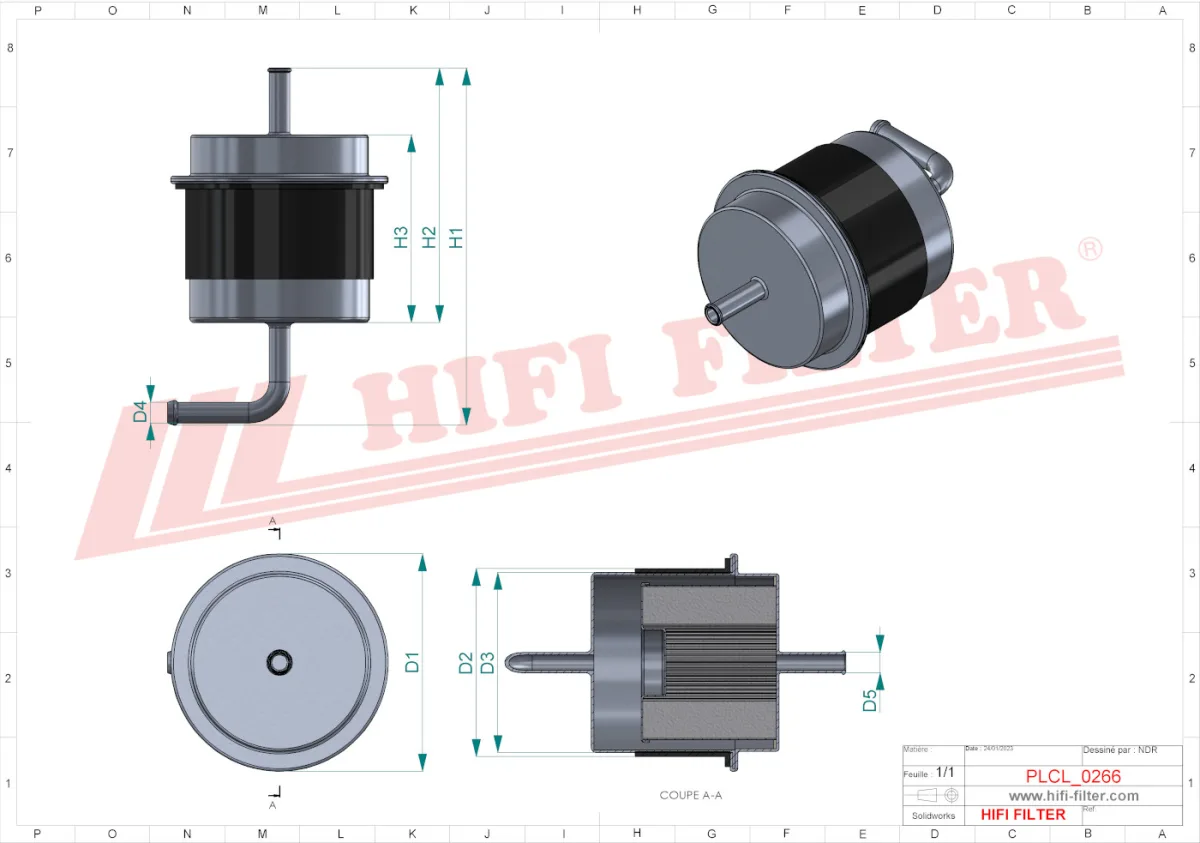 Rysunek techniczny Hifi Filter BE31