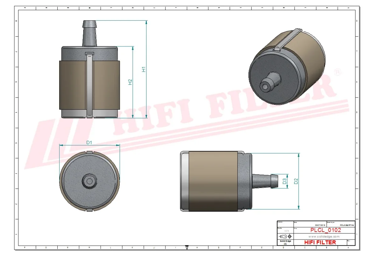 Rysunek techniczny Hifi Filter BE4012