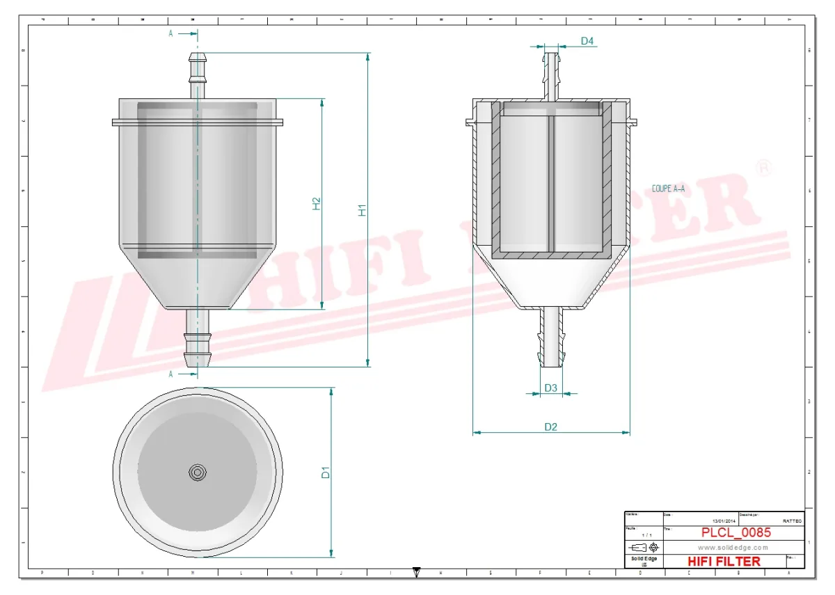 Rysunek techniczny Hifi Filter BE4019