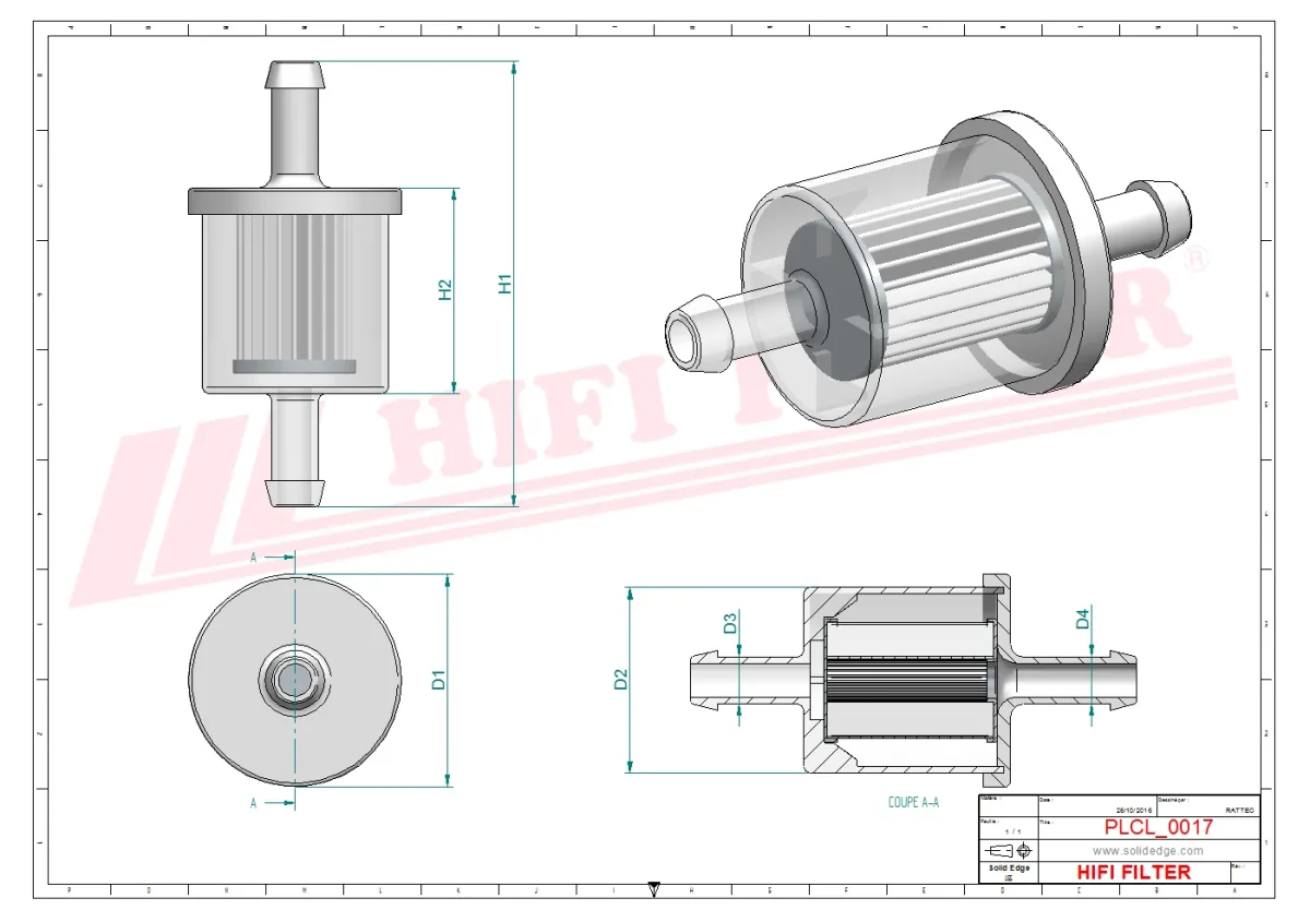 Rysunek techniczny Hifi Filter BE4040