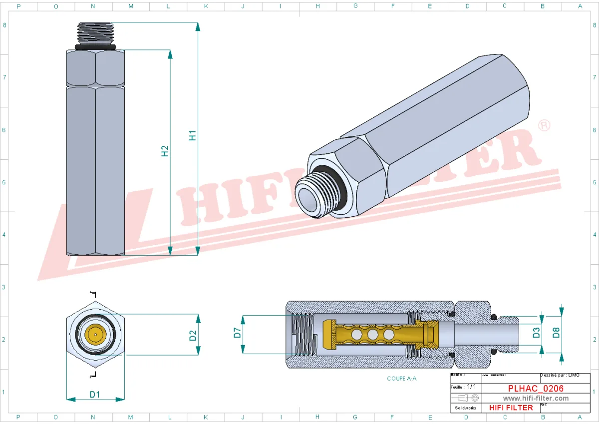 Rysunek techniczny Hifi Filter DPO03LBZBZM90H