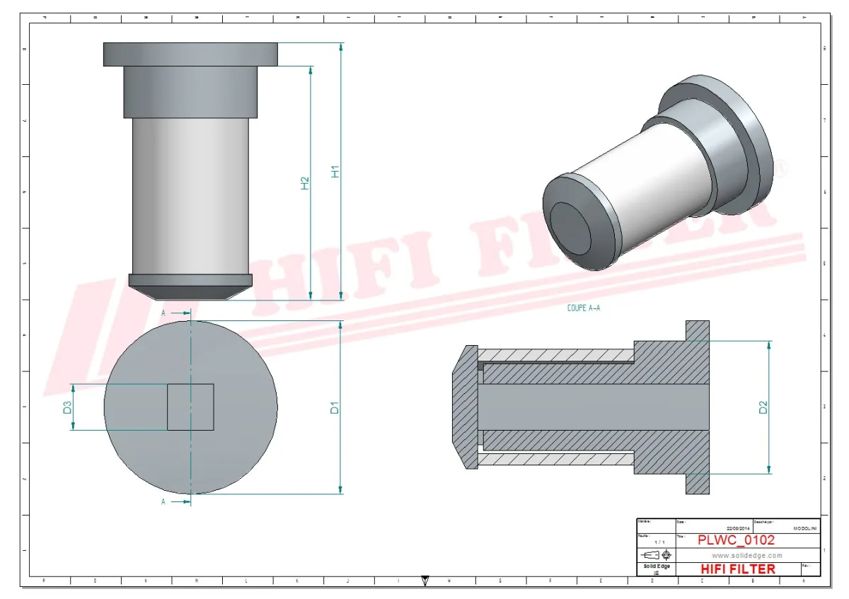 Rysunek techniczny Hifi Filter EZ02010-150