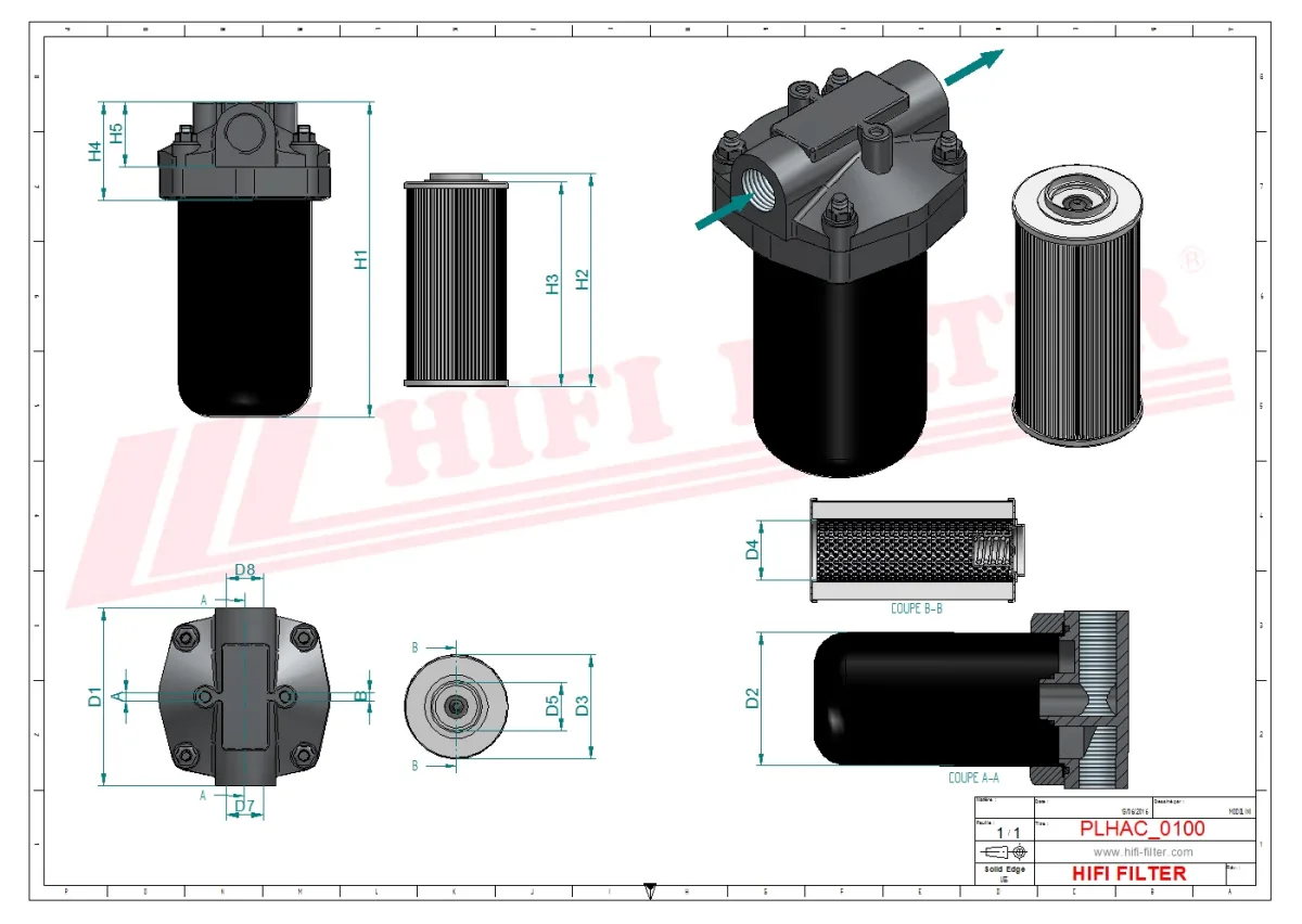 Rysunek techniczny Hifi Filter FLS150/1