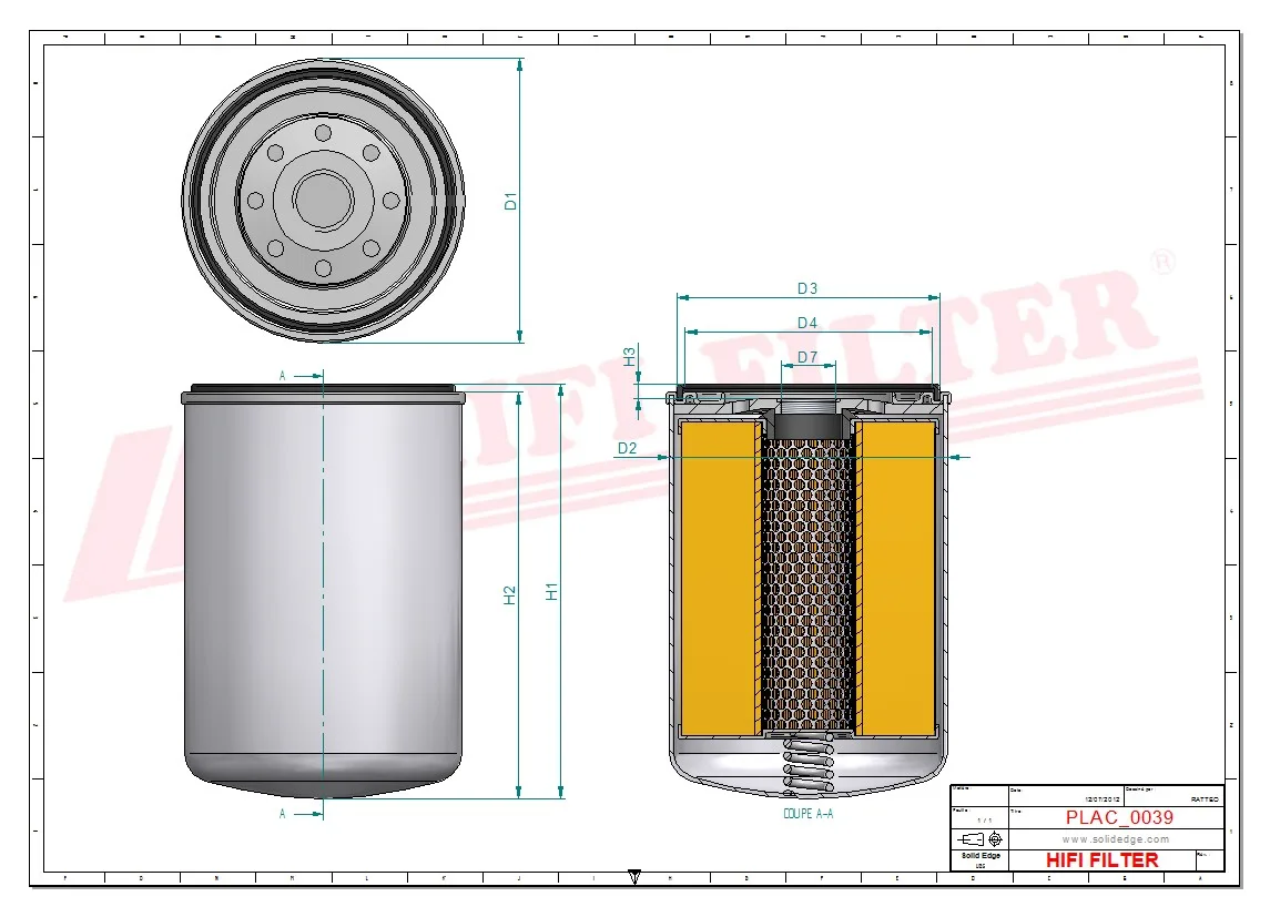 Rysunek techniczny Hifi Filter FSR505