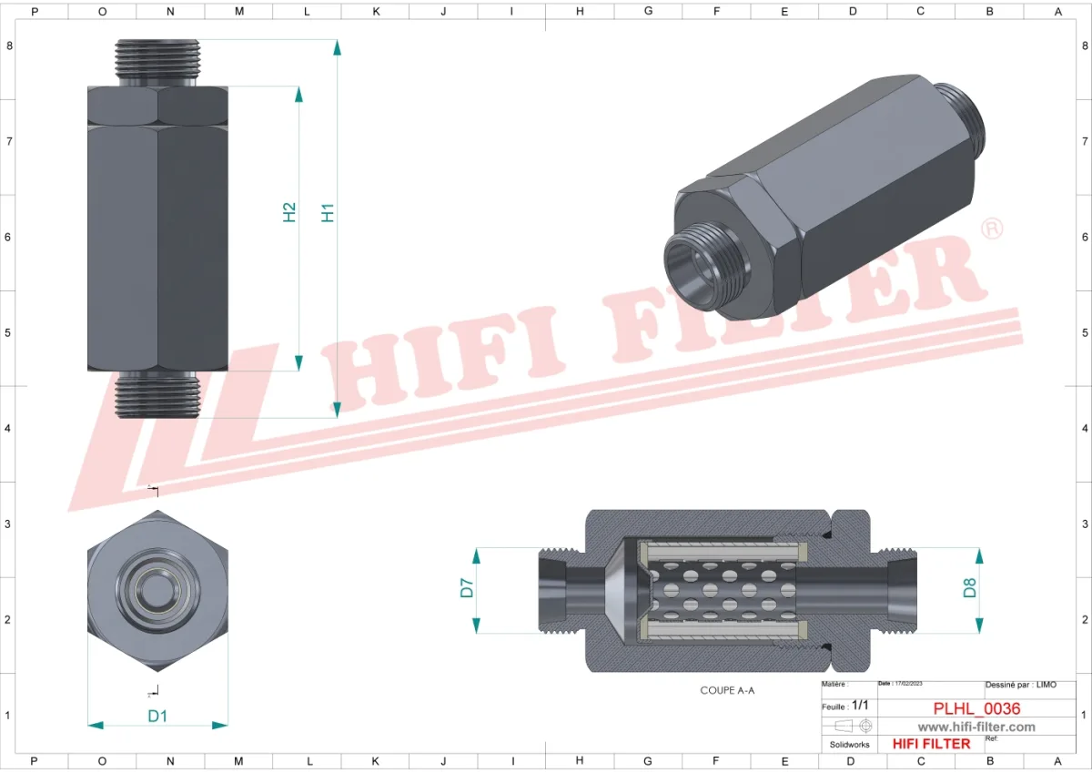 Rysunek techniczny Hifi Filter HD040-110