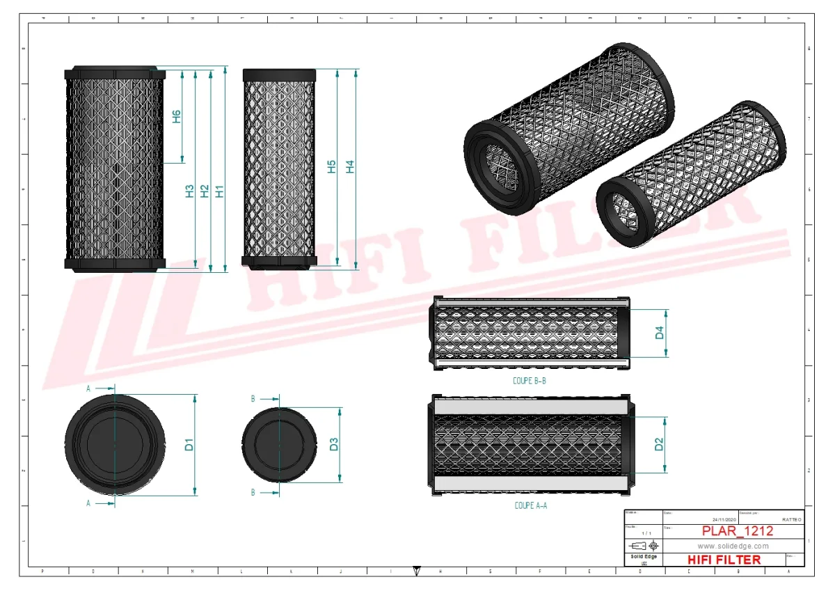 Rysunek techniczny Hifi Filter KA160091