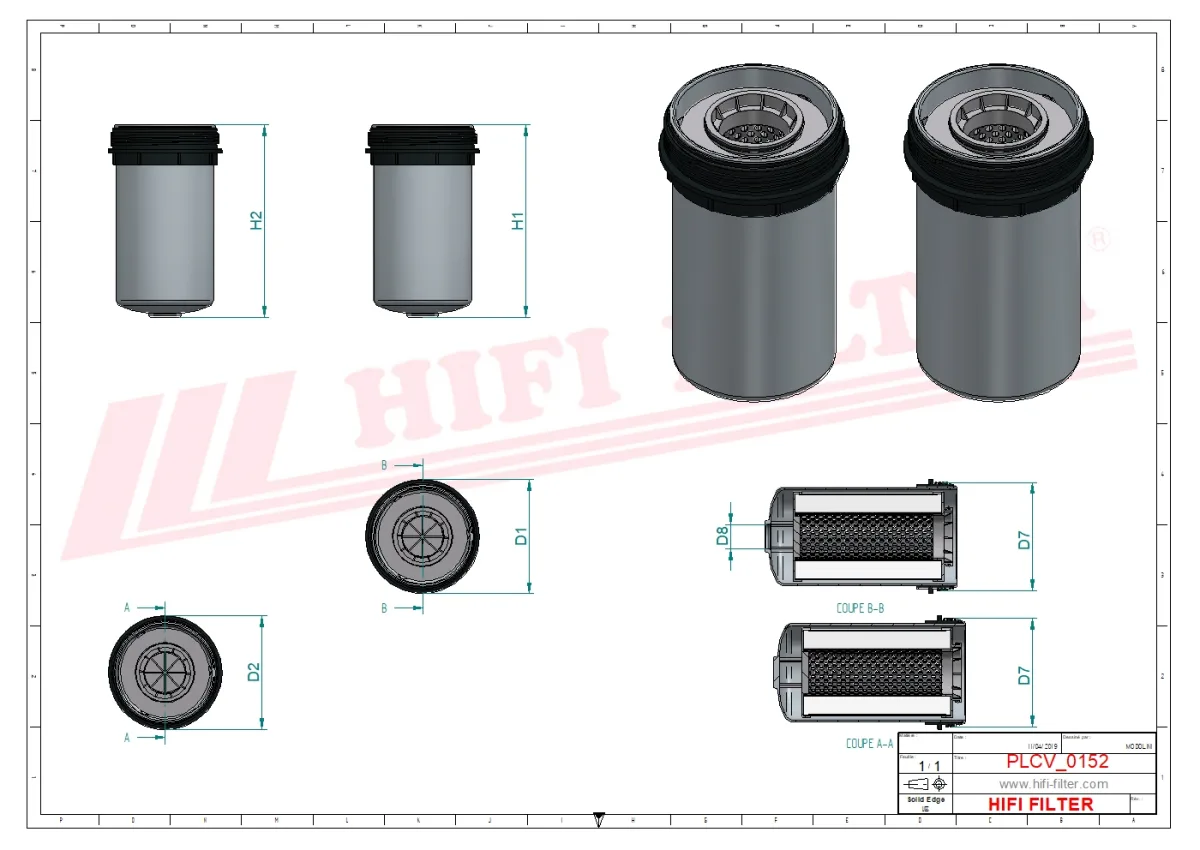 Rysunek techniczny Hifi Filter KN40741