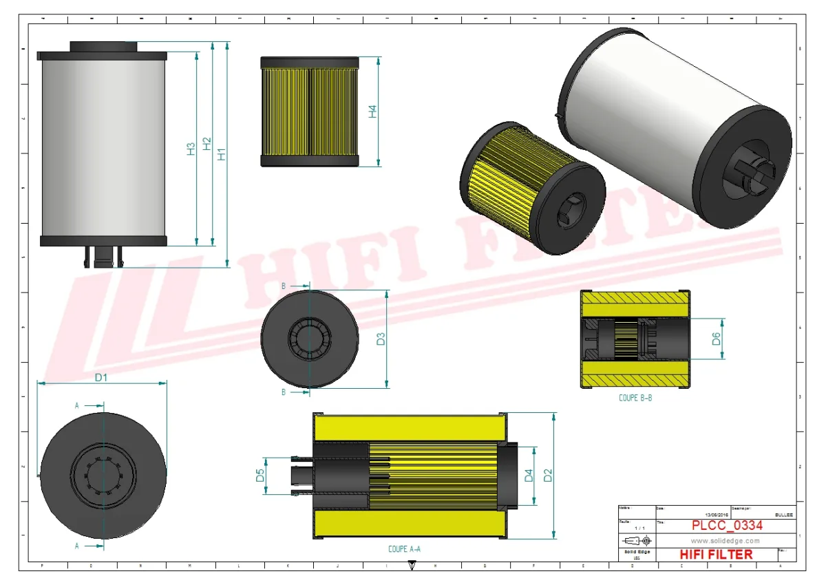 Rysunek techniczny Hifi Filter KN55016