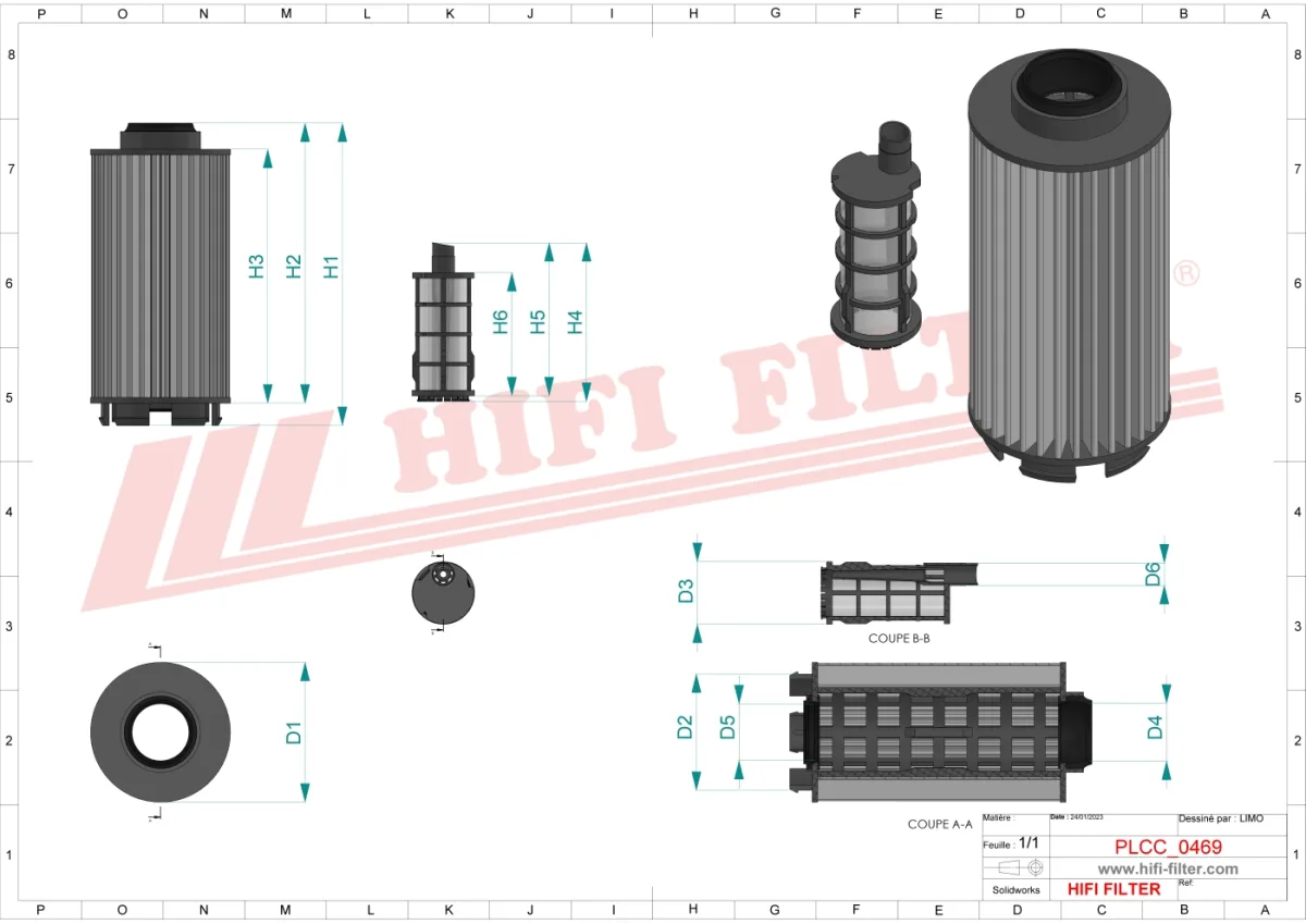 Rysunek techniczny Hifi Filter KN70434