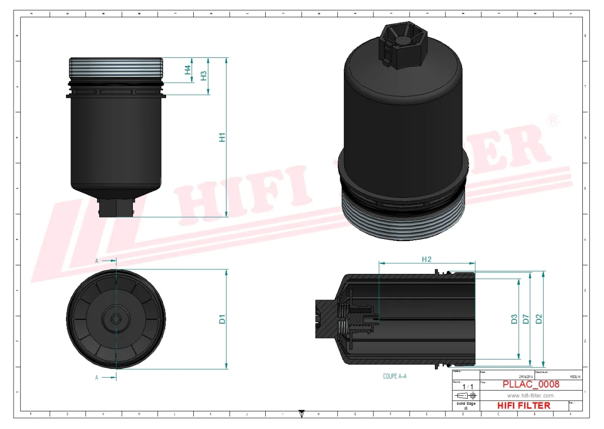 Rysunek techniczny Hifi Filter LO3445
