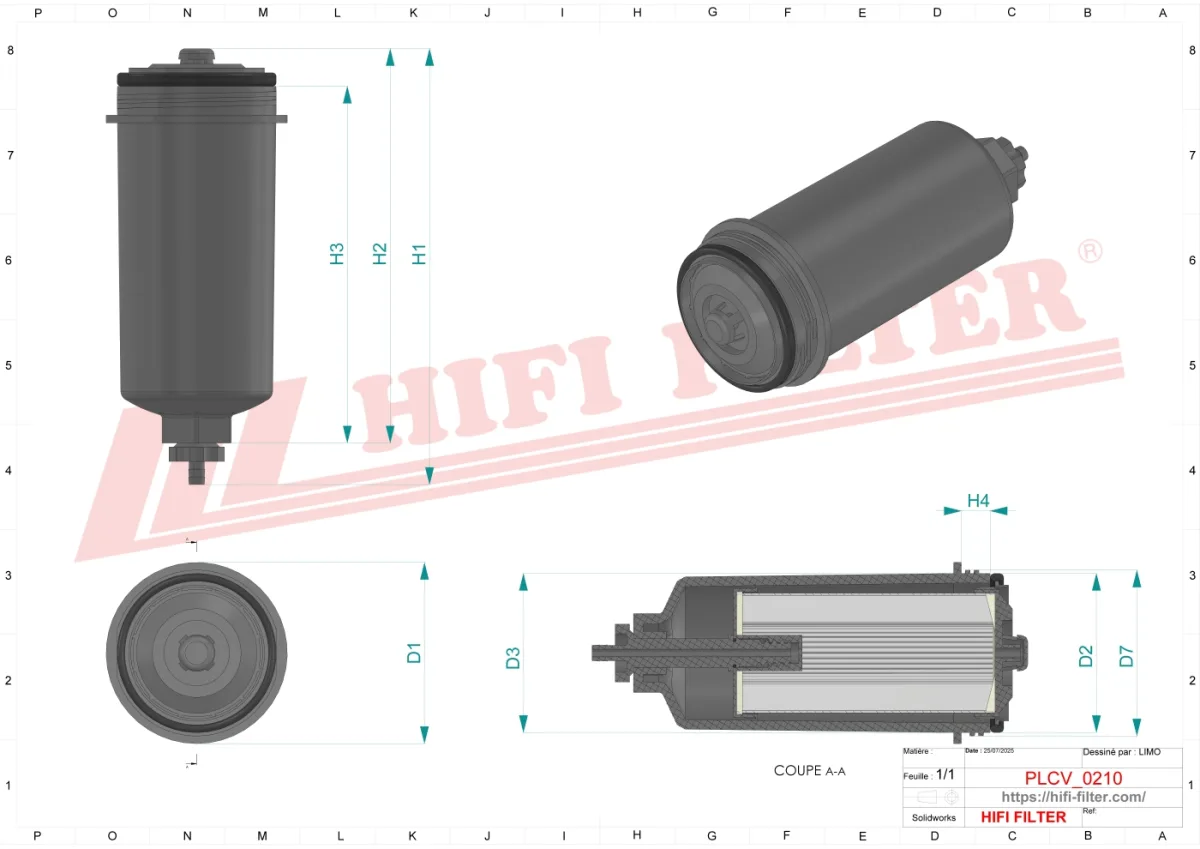 Rysunek techniczny Hifi Filter MO1040