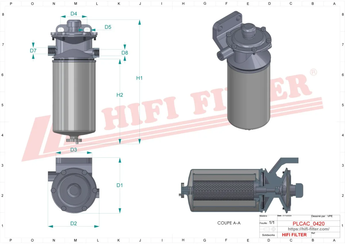 Rysunek techniczny Hifi Filter MO1662
