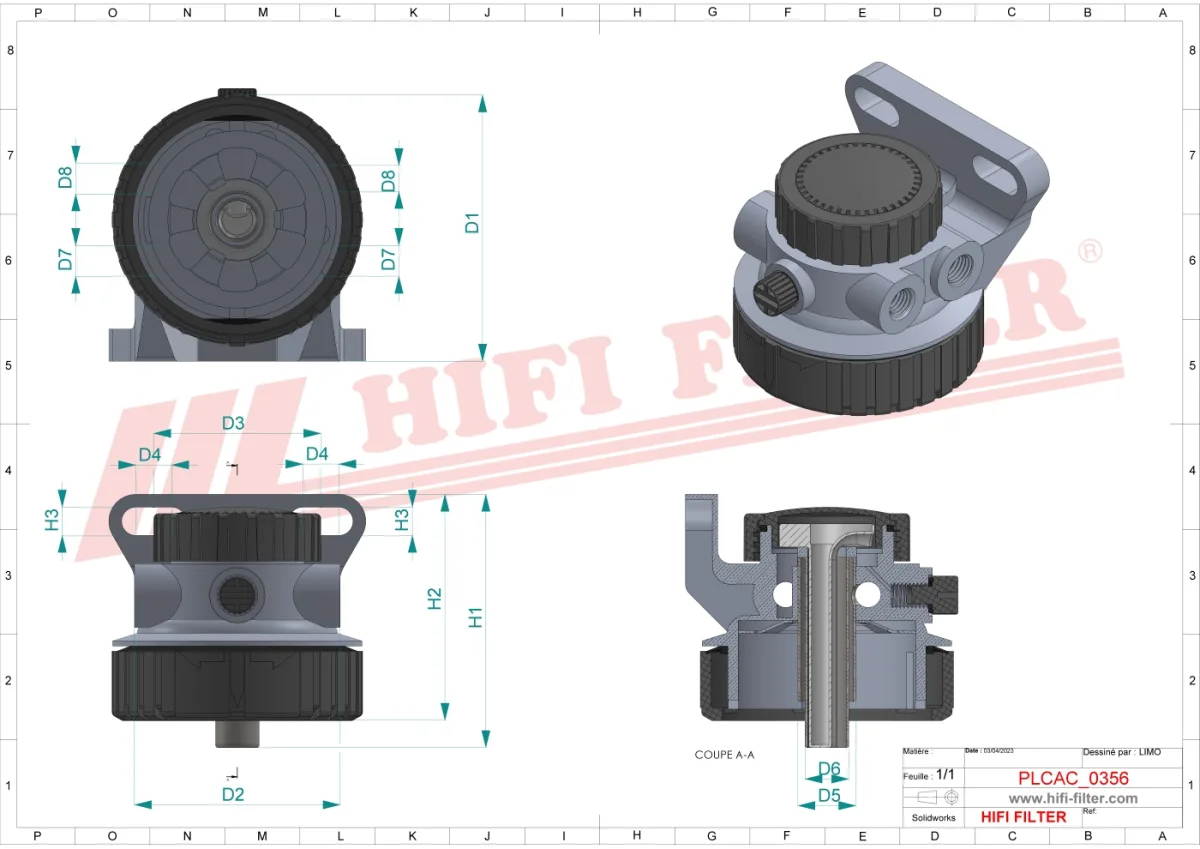 Rysunek techniczny Hifi Filter MO2055