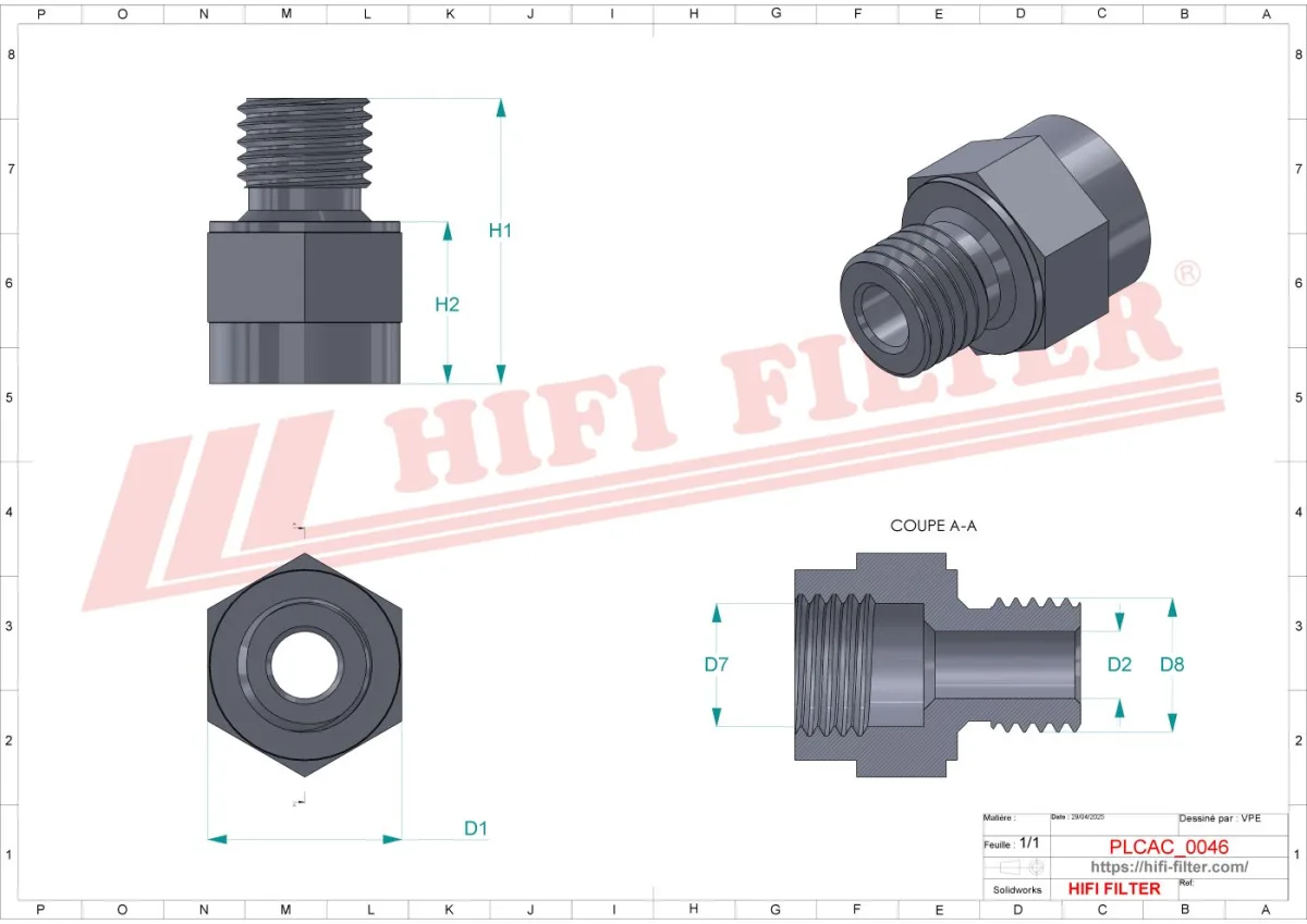 Rysunek techniczny Hifi Filter MO6441