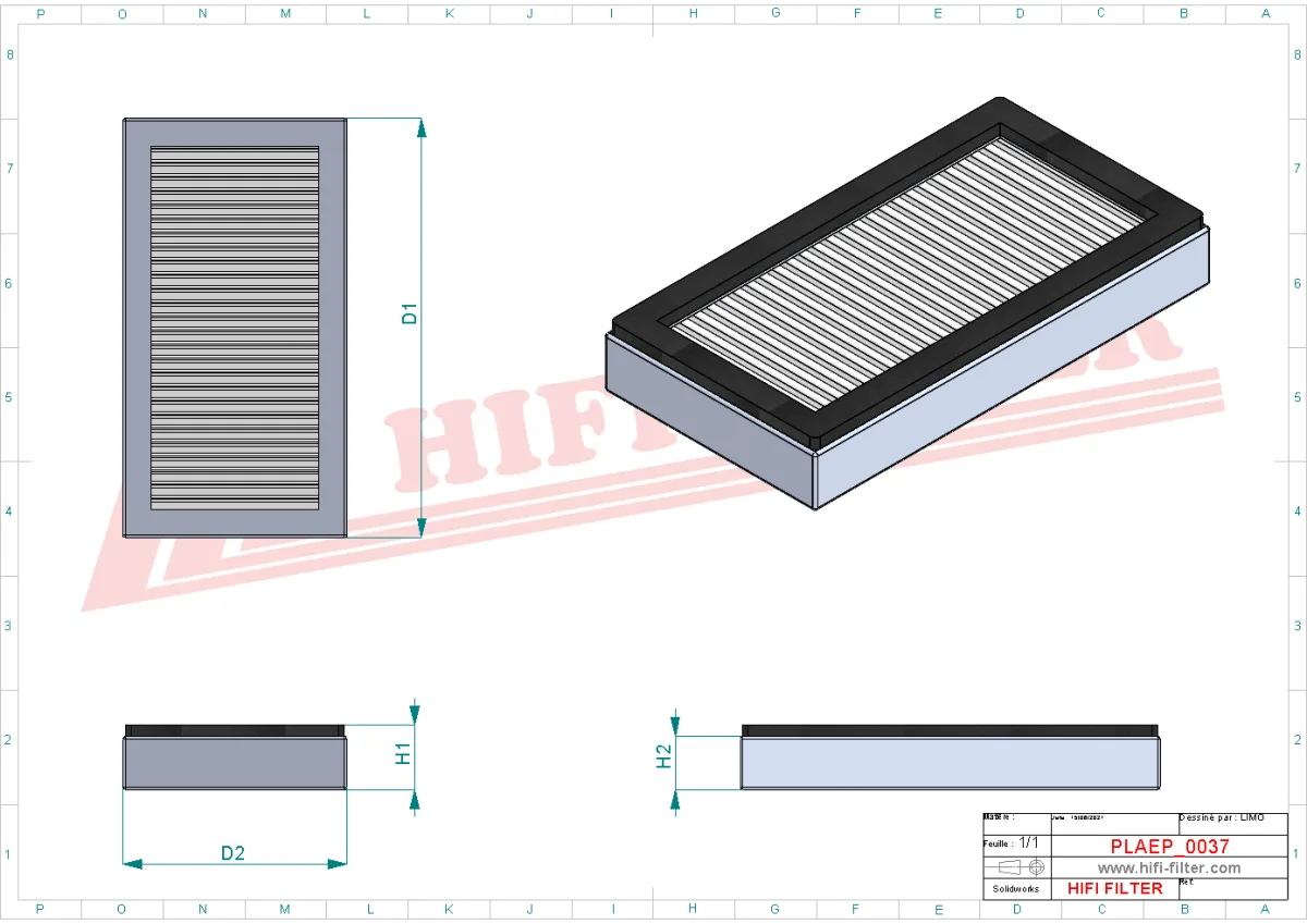 Rysunek techniczny Hifi Filter NA73838-H13G23