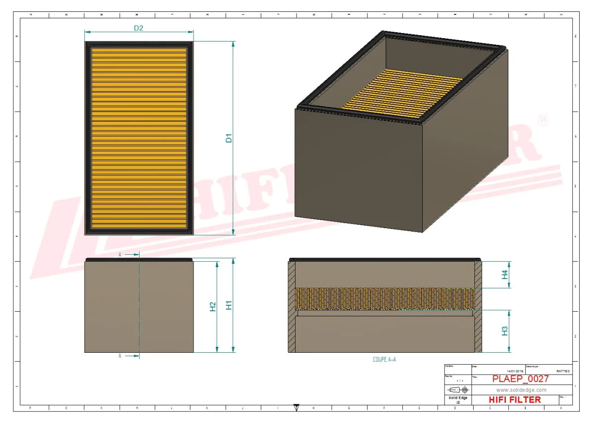 Rysunek techniczny Hifi Filter NA77272-H13B11