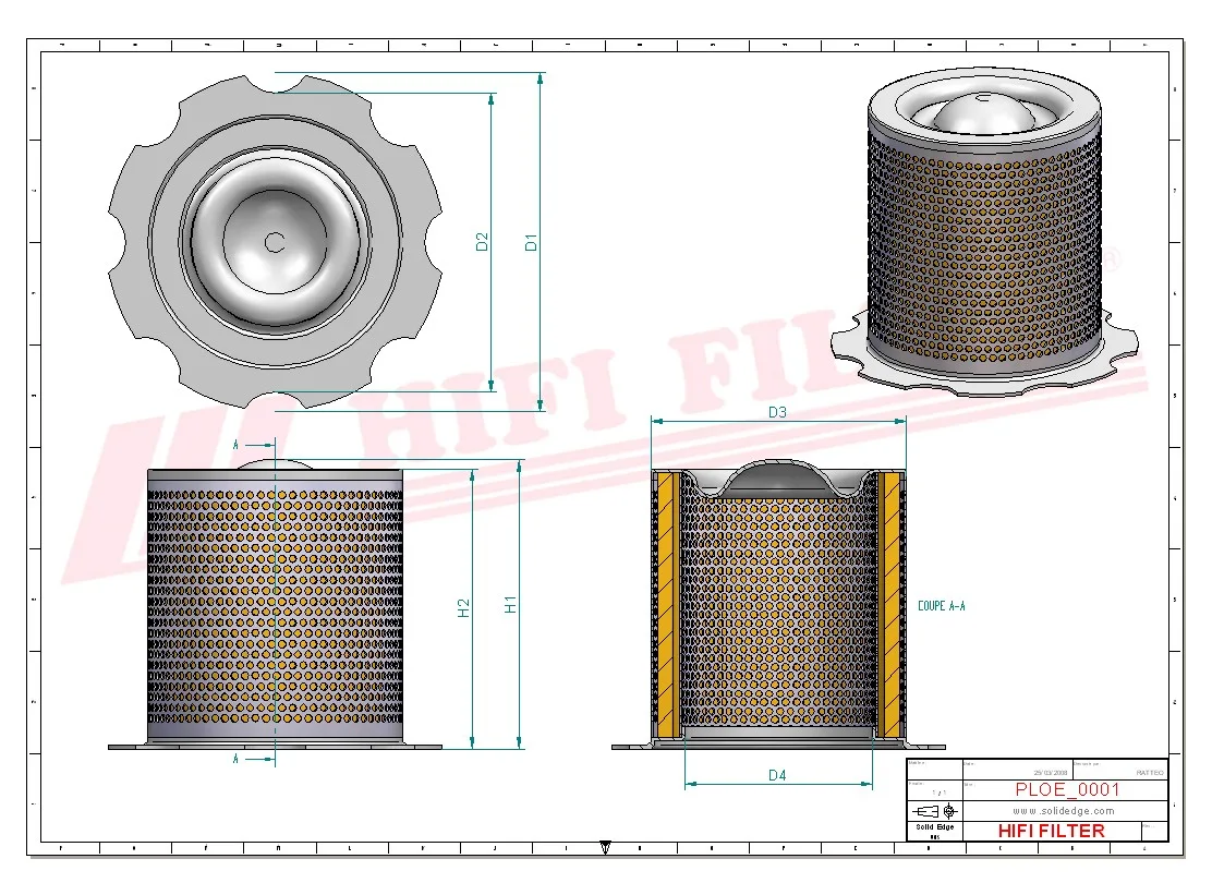 Rysunek techniczny Hifi Filter OE3122