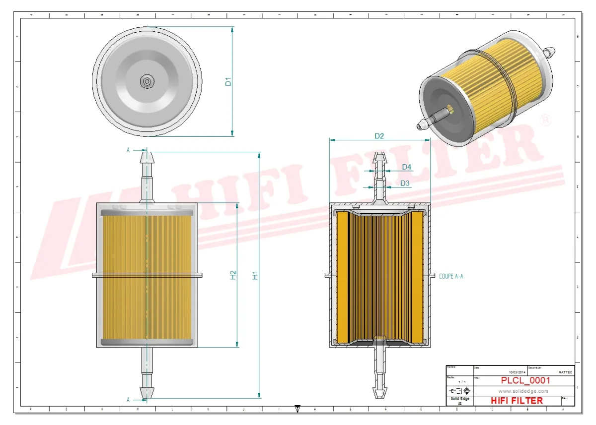 Rysunek techniczny Hifi Filter RT1