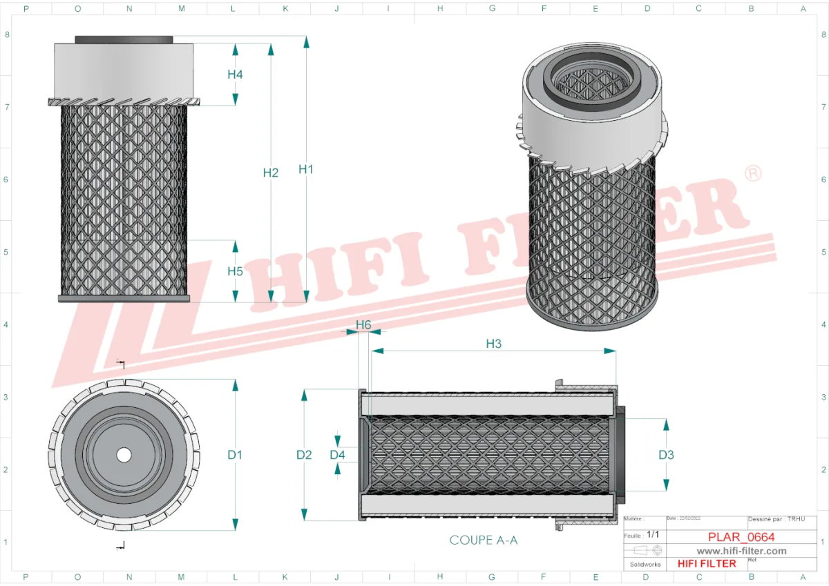 Rysunek techniczny Hifi Filter SA11683K