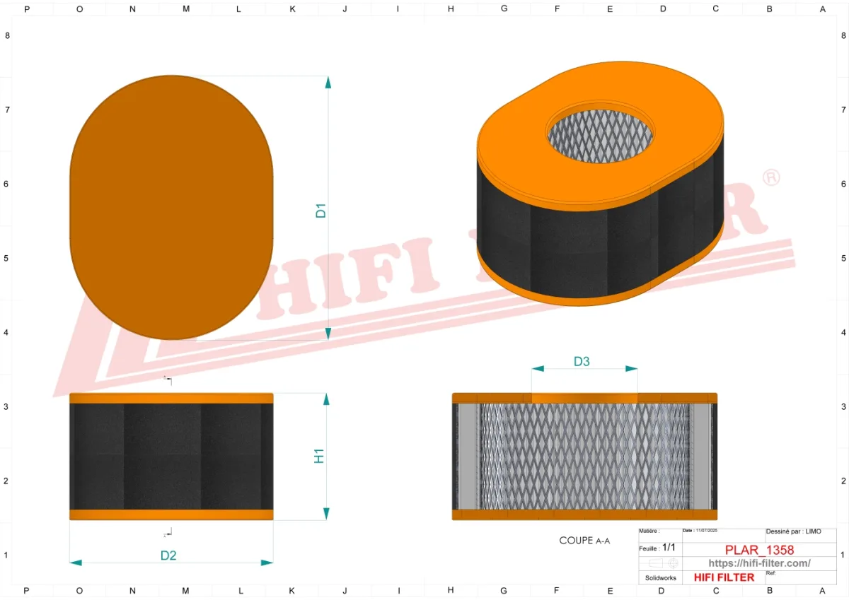 Rysunek techniczny Hifi Filter SA120002