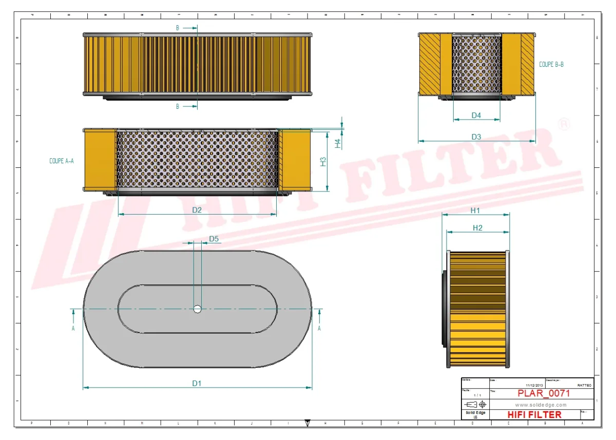 Rysunek techniczny Hifi Filter SA12177