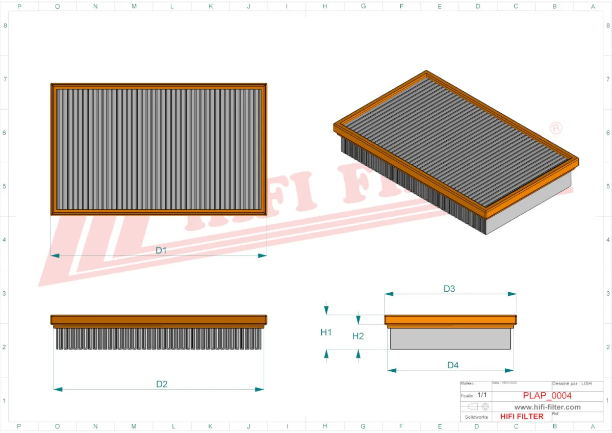 Rysunek techniczny Hifi Filter SA12420