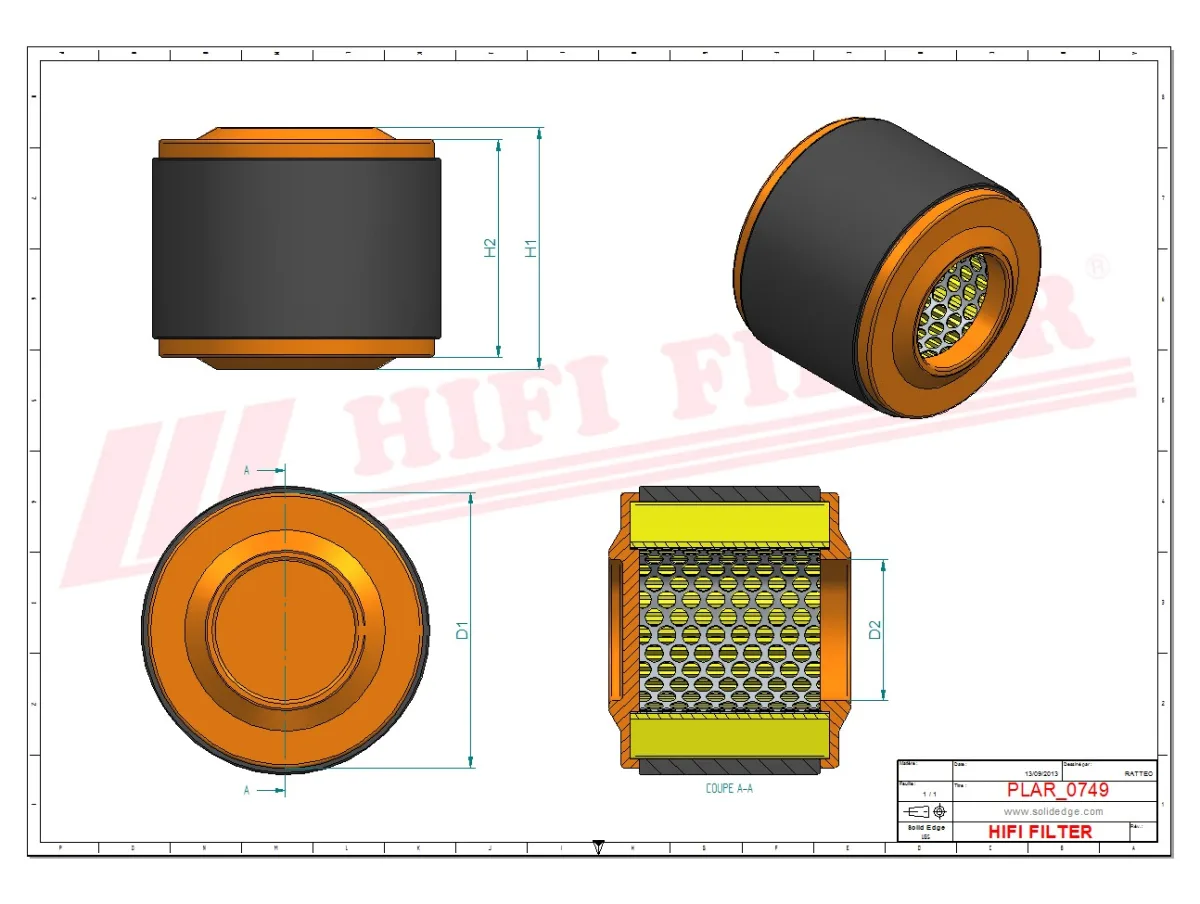 Rysunek techniczny Hifi Filter SA12469