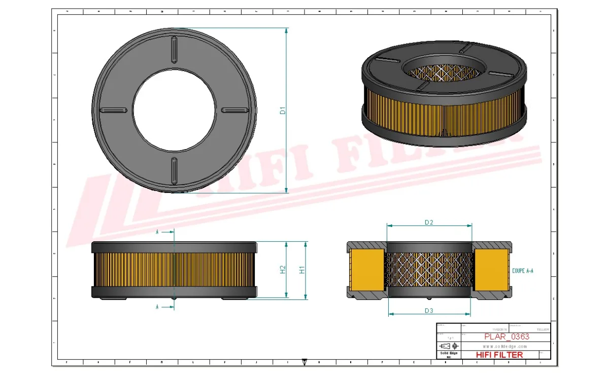 Rysunek techniczny Hifi Filter SA12623