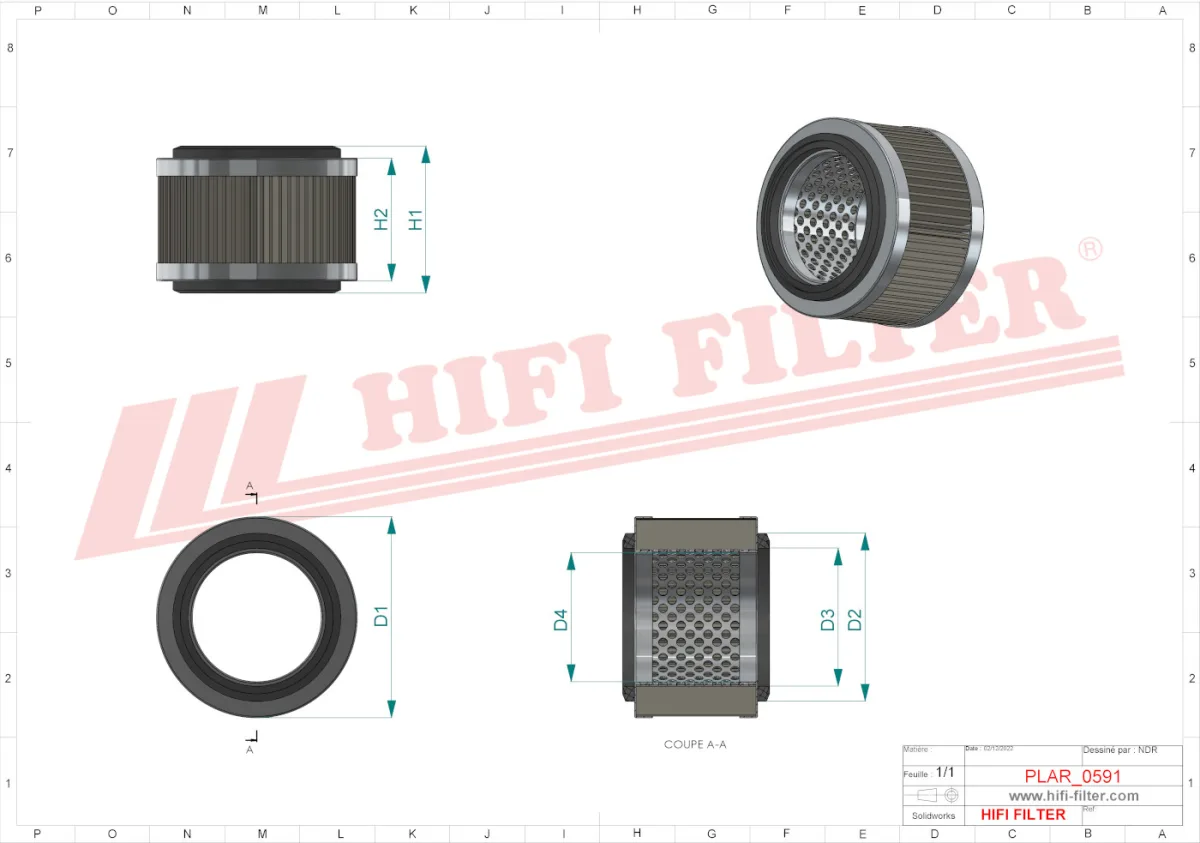 Rysunek techniczny Hifi Filter SA12655