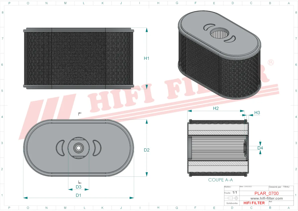 Rysunek techniczny Hifi Filter SA12822