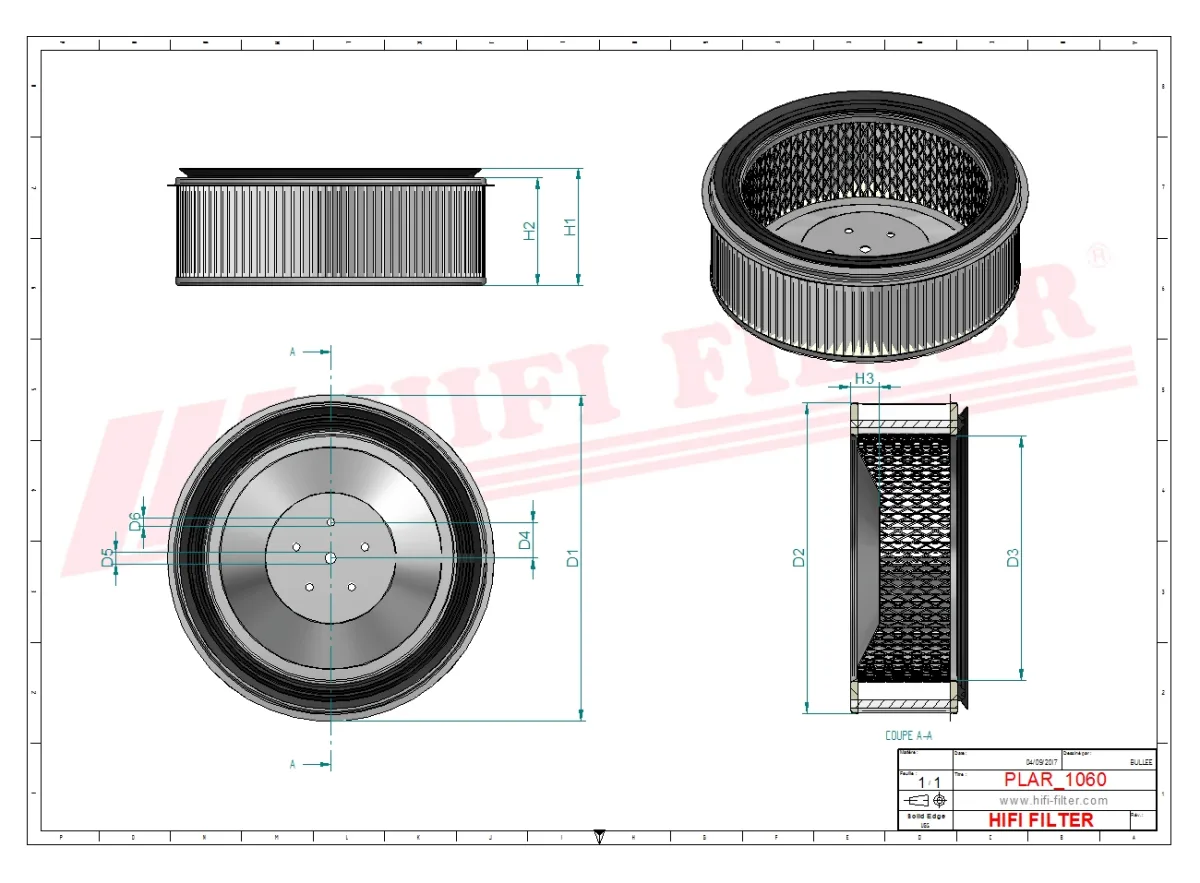 Rysunek techniczny Hifi Filter SA12872