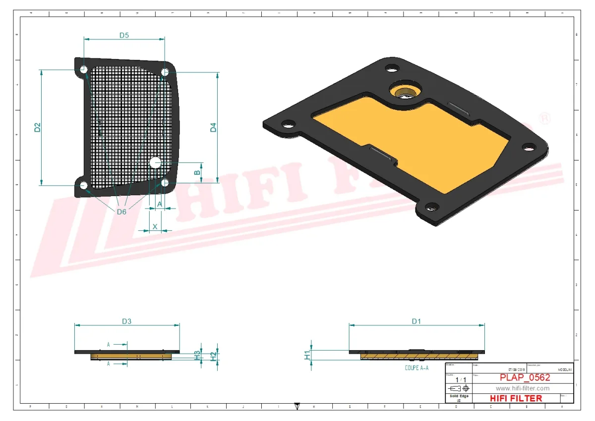 Rysunek techniczny Hifi Filter SA12894