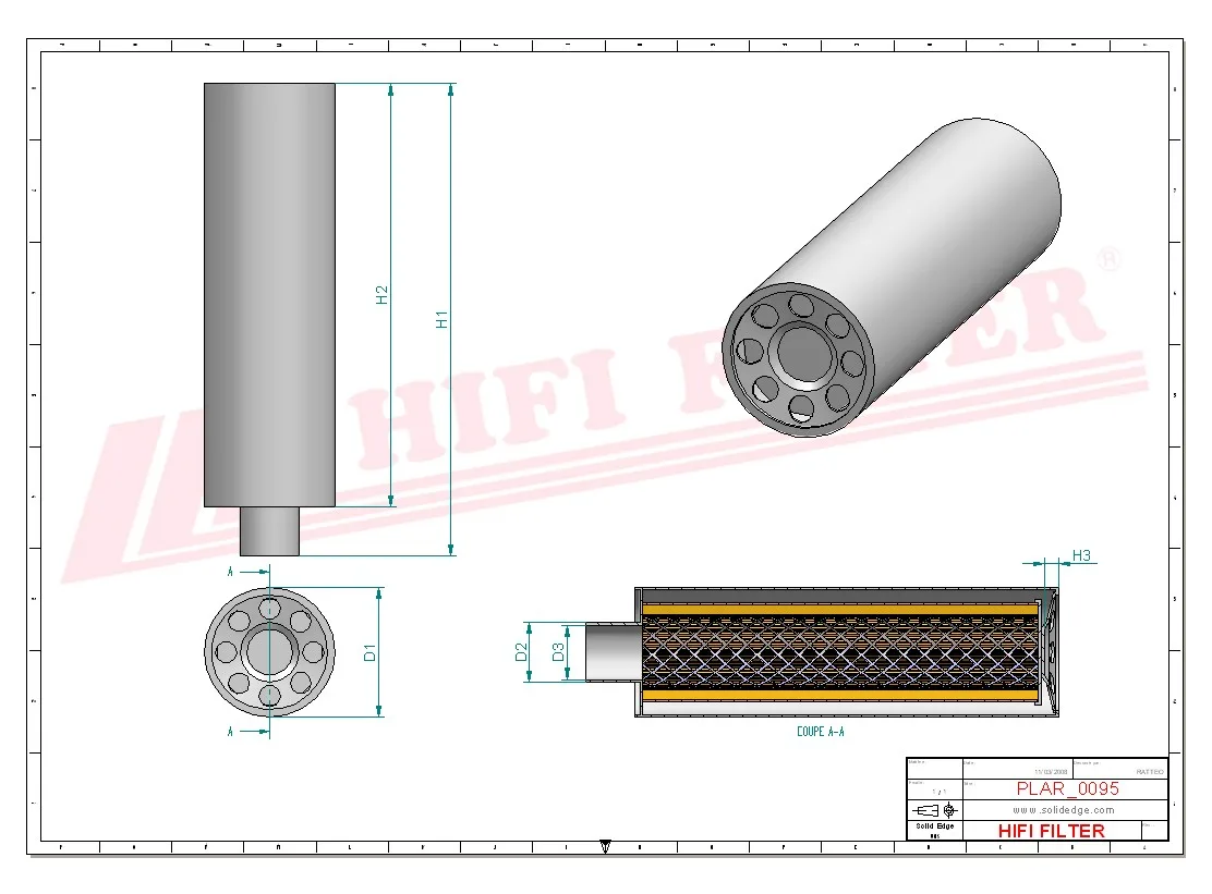 Rysunek techniczny Hifi Filter SA14050