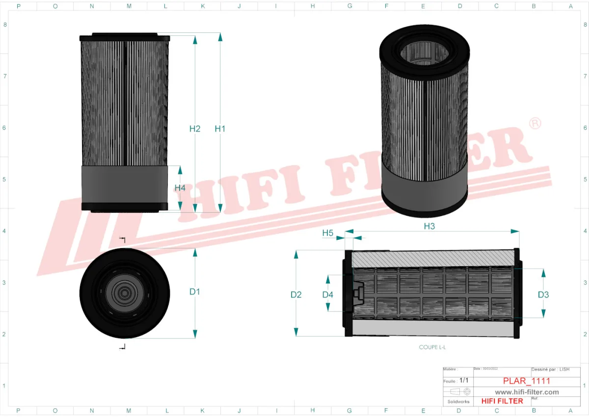 Rysunek techniczny Hifi Filter SA160070