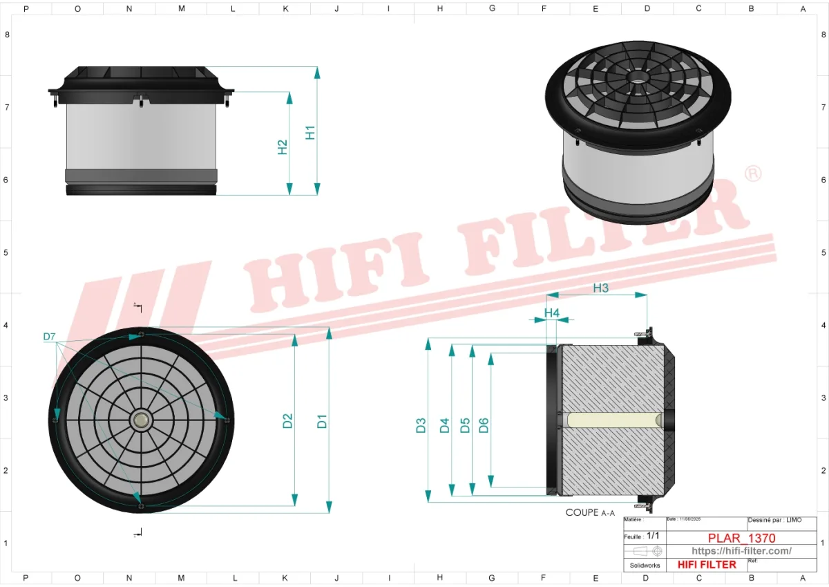 Rysunek techniczny Hifi Filter SA160074
