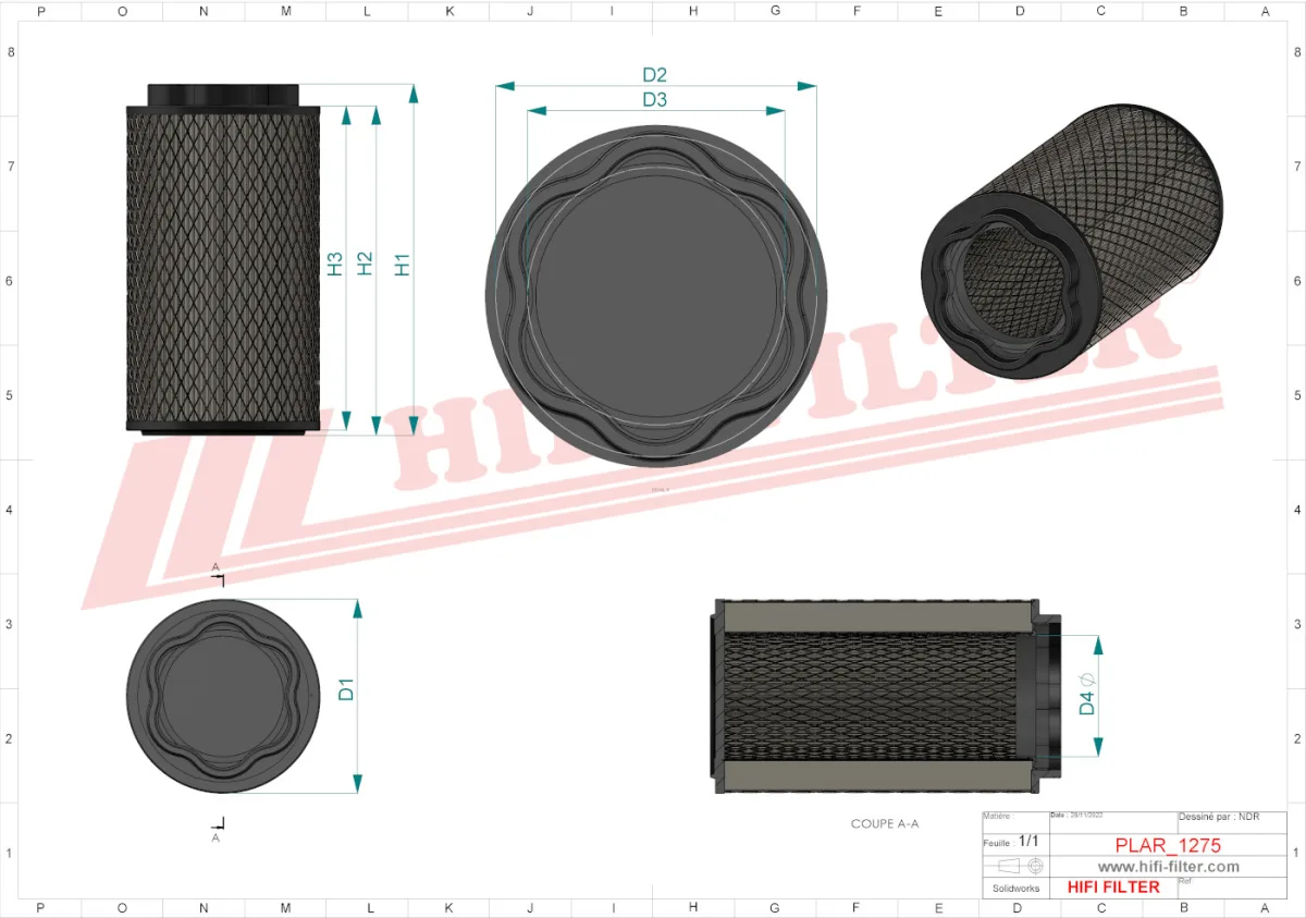 Rysunek techniczny Hifi Filter SA160134