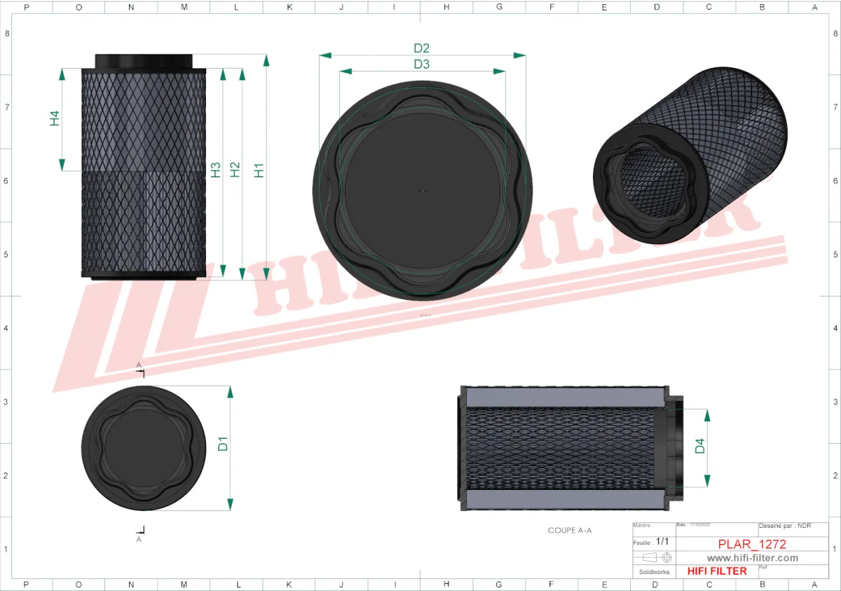 Rysunek techniczny Hifi Filter SA160157