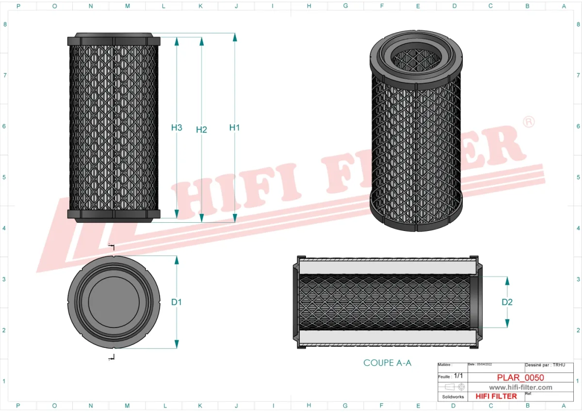 Rysunek techniczny Hifi Filter SA16075