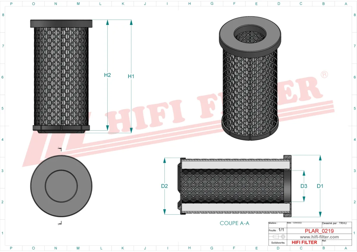 Rysunek techniczny Hifi Filter SA16121